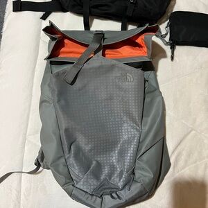 The North Face Men's Backpack in Gray with Orange Interior
